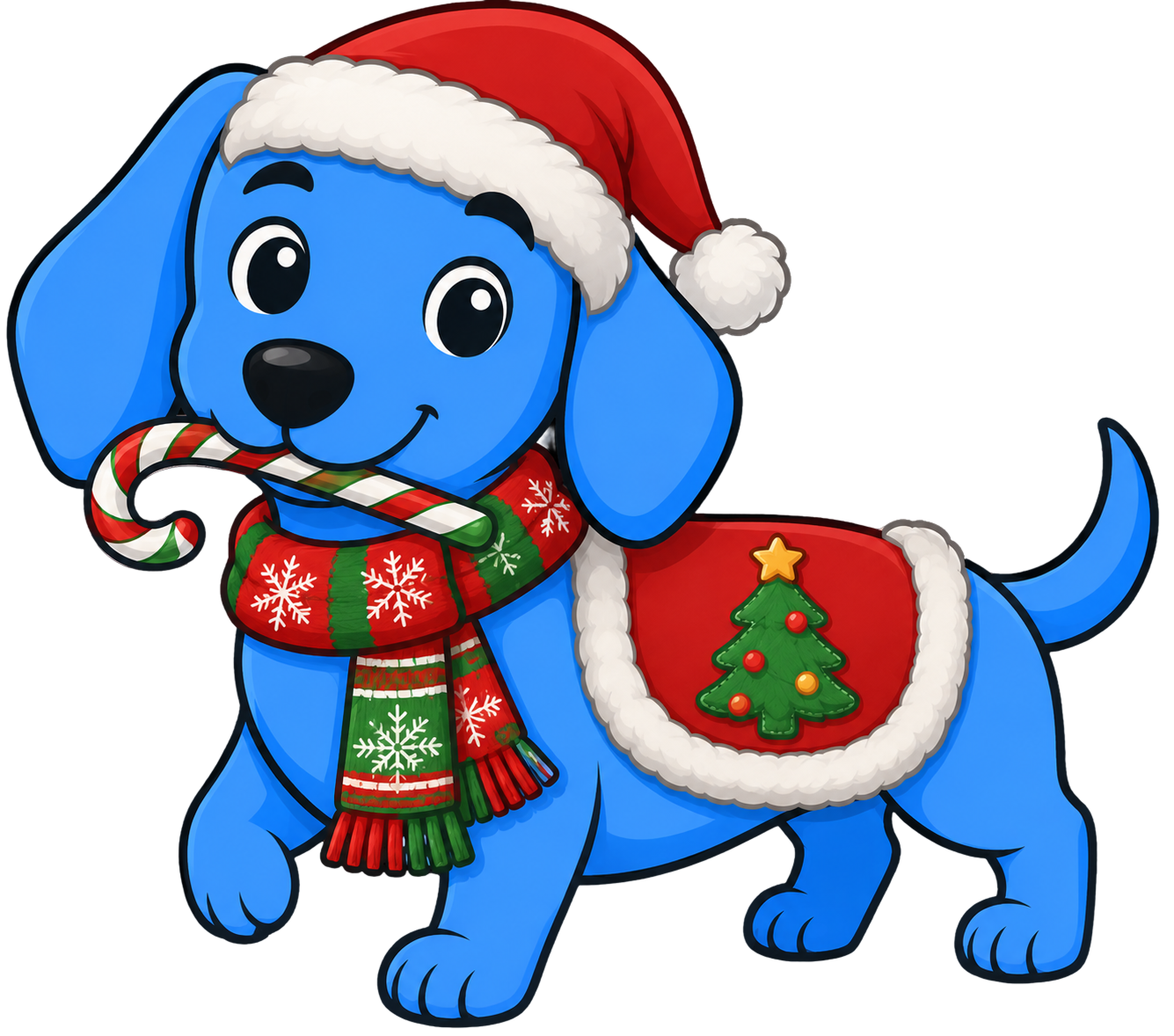 Dash in a Christmas outfit