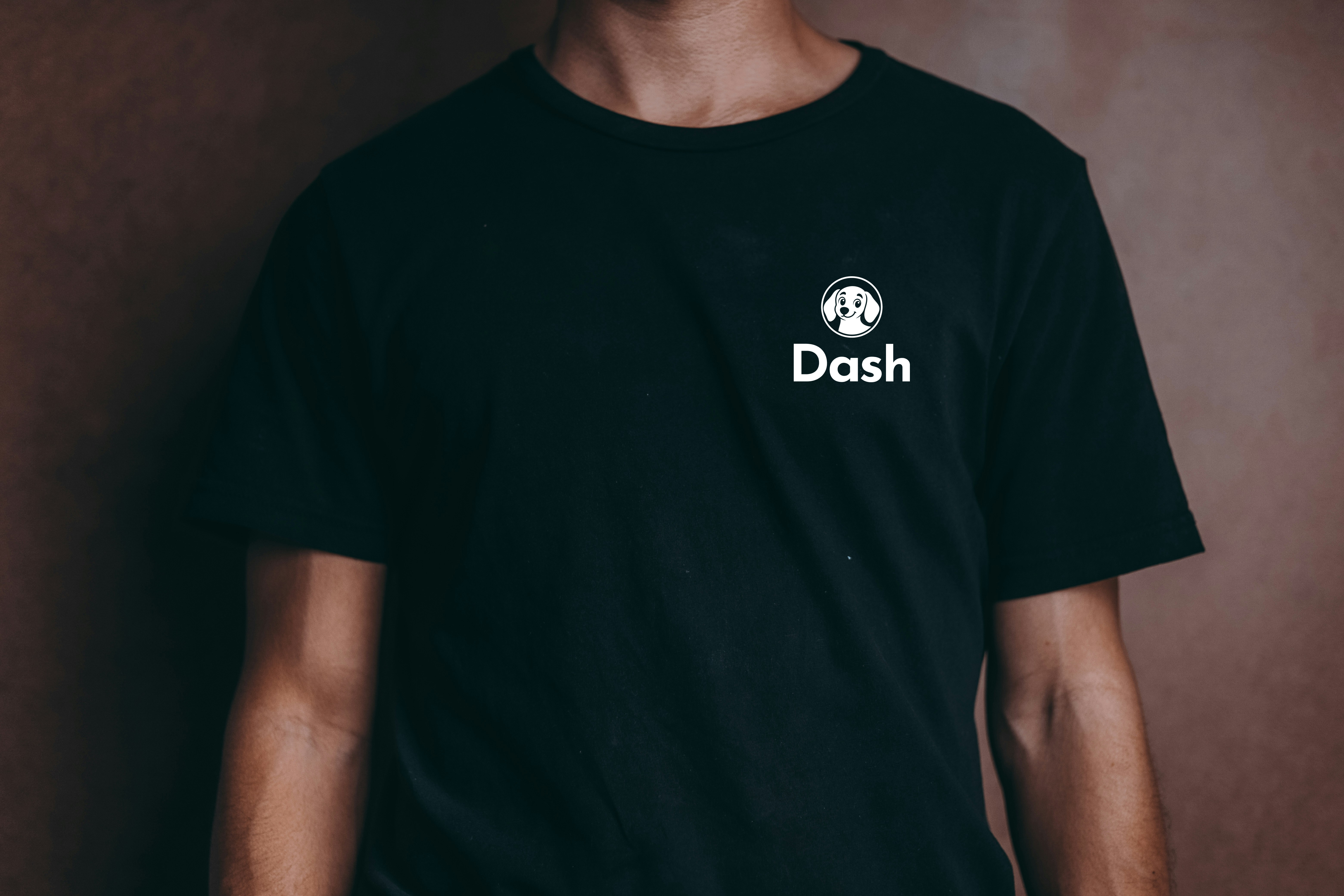 Black t-shirt, small logo