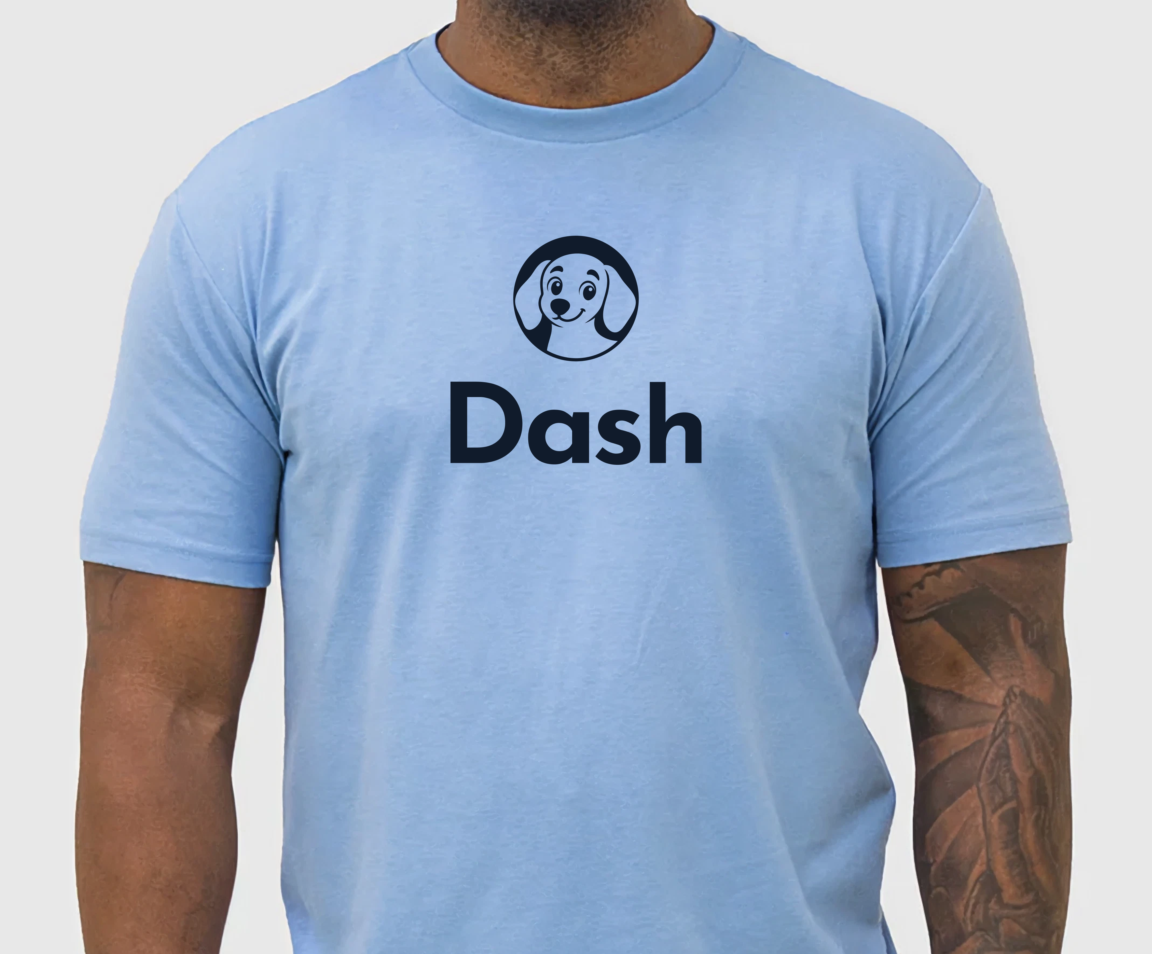 Blue t-shirt, large logo